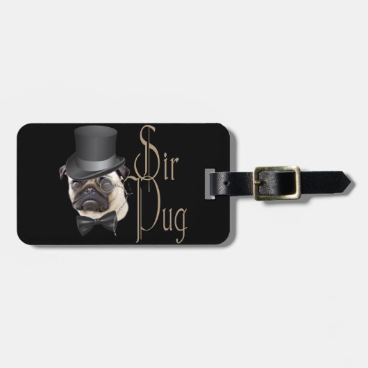 Funny Top Hat Monocle Sir Mops Dog Gepäckanhänger (Vorderseite horizontal)