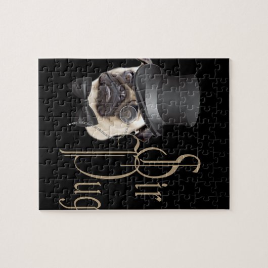 Funny Top Hat Monocle Sir Mops Dog Puzzle (Horizontal)