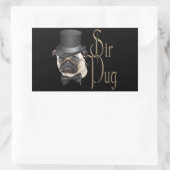 Funny Top Hat Monocle Sir Mops Dog Rechteckiger Aufkleber (Tasche)