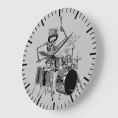 Funny Top Hat Skeleton Drummer Music Theme Große Wanduhr (Winkel)