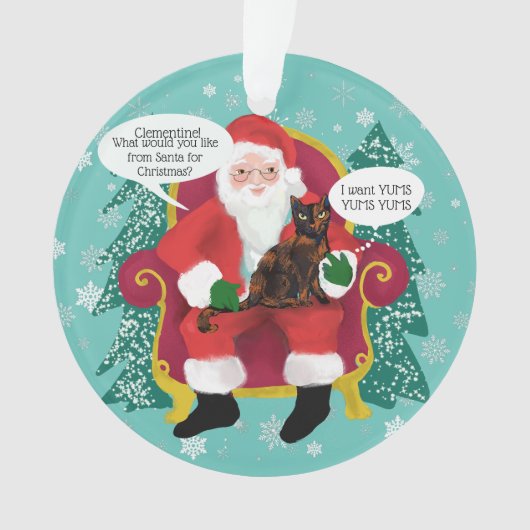 Funny Tortie Cat trifft Weihnachten im Foto Ornament (Vorderseite)