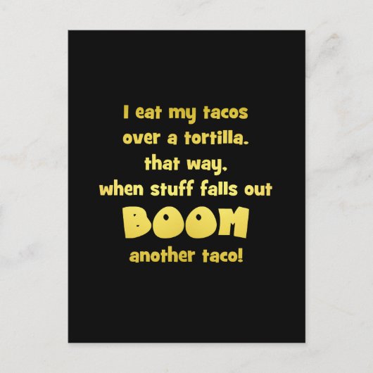 Funny Tortilla Boom Joke Postkarte (Vorderseite)