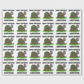 Funny Tortoise Birthday Individuelle Name Geschenkpapier (Flach)