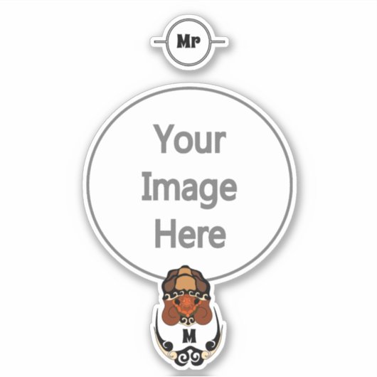 Funny Tortoise Chilling Monogram Aufkleber (Vorderseite)