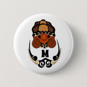 Funny Tortoise Chilling Monogram Button (Vorderseite)