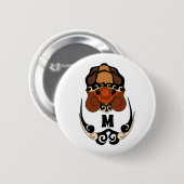 Funny Tortoise Chilling Monogram Button (Vorne & Hinten)