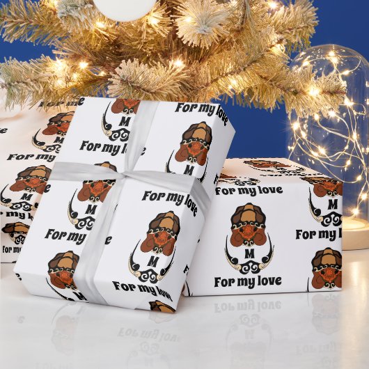 Funny Tortoise Chilling Monogram Geschenkpapier (Feiertage)