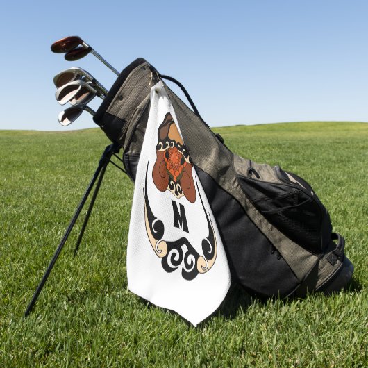 Funny Tortoise Chilling Monogram Golfhandtuch (Gras)