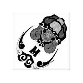 Funny Tortoise Chilling Monogram Gummistempel