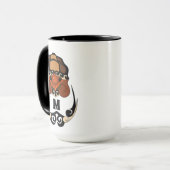 Funny Tortoise Chilling Monogram Tasse (Vorderseite Links)