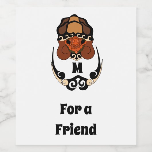 Funny Tortoise Chilling Monogram Weinetikett (Einzelnes Label)