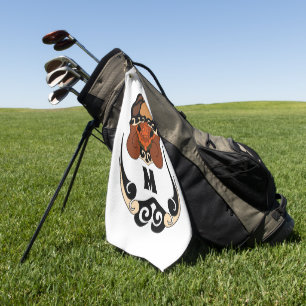 Funny Tortoise Chilling Monogramm Golfhandtuch
