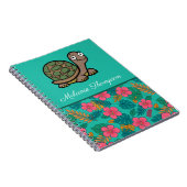 Funny Tortoise Floral Pattern Individuelle Name Notizblock (Rechte Seite)