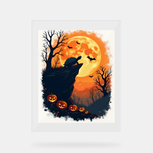 Funny Tortoise Halloween Silhouette Spooky Tortois Acrylschild (Vorderseite)