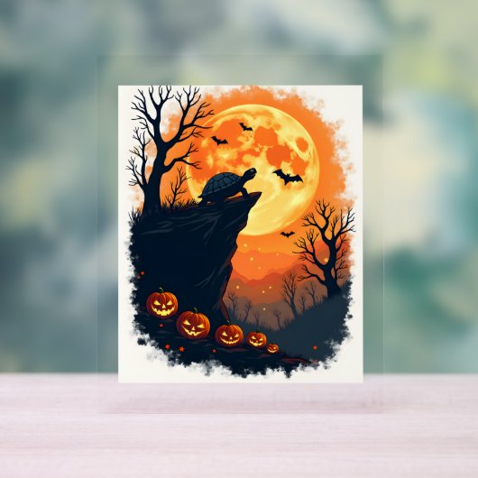 Funny Tortoise Halloween Silhouette Spooky Tortois Acrylschild (Neutral)