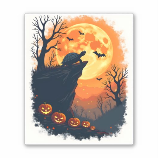 Funny Tortoise Halloween Silhouette Spooky Tortois Aufkleber (Vorderseite)