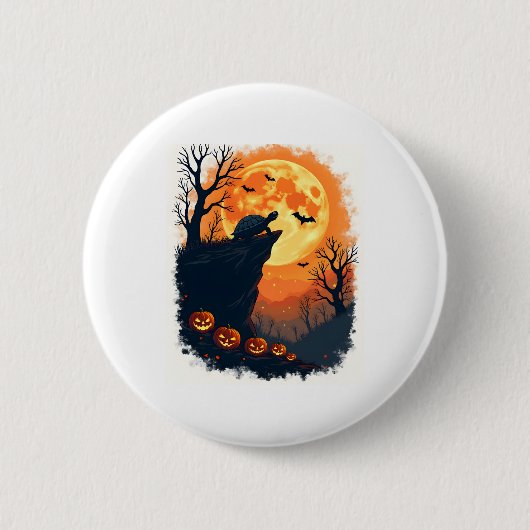 Funny Tortoise Halloween Silhouette Spooky Tortois Button (Vorderseite)