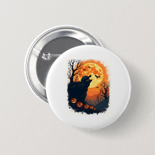 Funny Tortoise Halloween Silhouette Spooky Tortois Button (Vorne & Hinten)