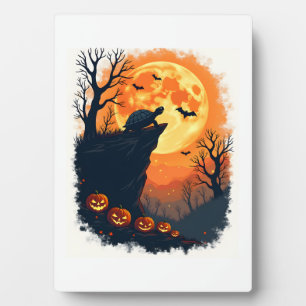 Funny Tortoise Halloween Silhouette Spooky Tortois Fotoplatte