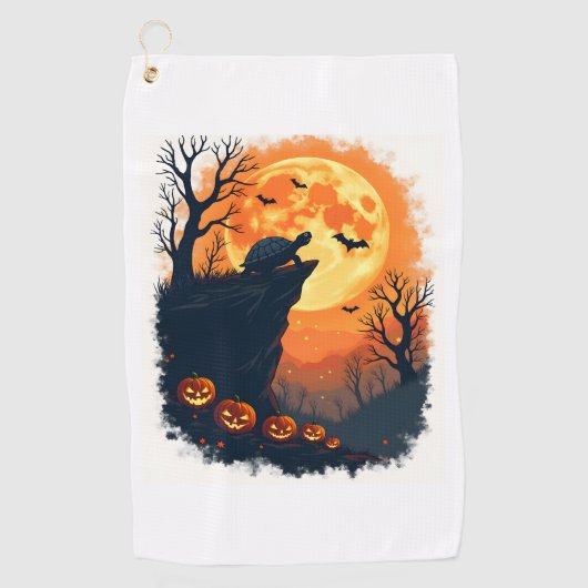 Funny Tortoise Halloween Silhouette Spooky Tortois Golfhandtuch (Vorderseite)