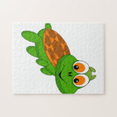 Funny Tortoise in Grün und Orange Puzzle (Horizontal)