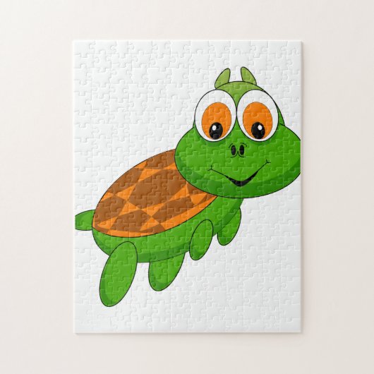 Funny Tortoise in Grün und Orange Puzzle (Vertikal)
