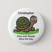 Funny Tortoise Langsamer und stetiger Individuelle Button (Vorderseite)