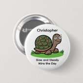 Funny Tortoise Langsamer und stetiger Individuelle Button (Vorne & Hinten)