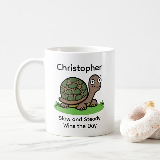Funny Tortoise Langsamer und stetiger Individuelle Kaffeetasse (Mit Donut)