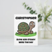 Funny Tortoise Langsamer und stetiger Individuelle Postkarte (Stehend Vorderseite)