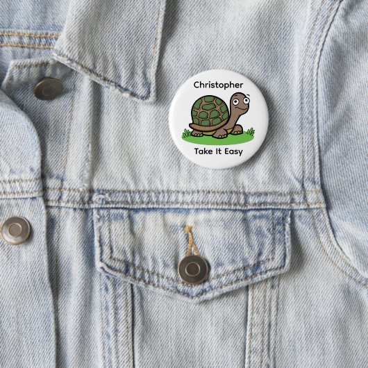 Funny Tortoise Nimm es leicht Individuelle Name Button (Beispiel)