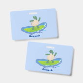 Funny tortoise wave surfing Cartoon Ausweis (Vorder- & Rückseite)