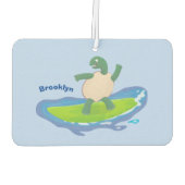 Funny tortoise wave surfing Cartoon Autolufterfrischer (Rückseite)