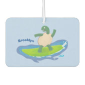 Funny tortoise wave surfing Cartoon Autolufterfrischer (Vorderseite)