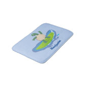 Funny tortoise wave surfing Cartoon Badematte (Schrägansicht)