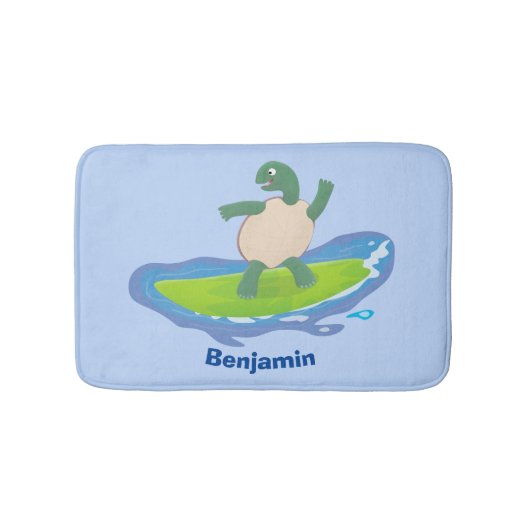 Funny tortoise wave surfing Cartoon Badematte (Vorderseite)