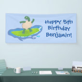 Funny tortoise wave surfing Cartoon Banner (Messe)