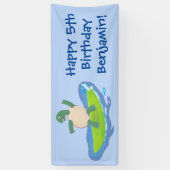 Funny tortoise wave surfing Cartoon Banner (Vertikal)