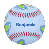 Funny tortoise wave surfing Cartoon Baseball (Rückseite)