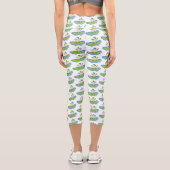 Funny tortoise wave surfing Cartoon Capri Leggings (Rückseite)