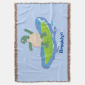 Funny tortoise wave surfing Cartoon Decke (Vorderseite Vertikal)