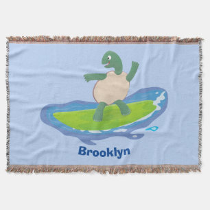 Funny tortoise wave surfing Cartoon Decke