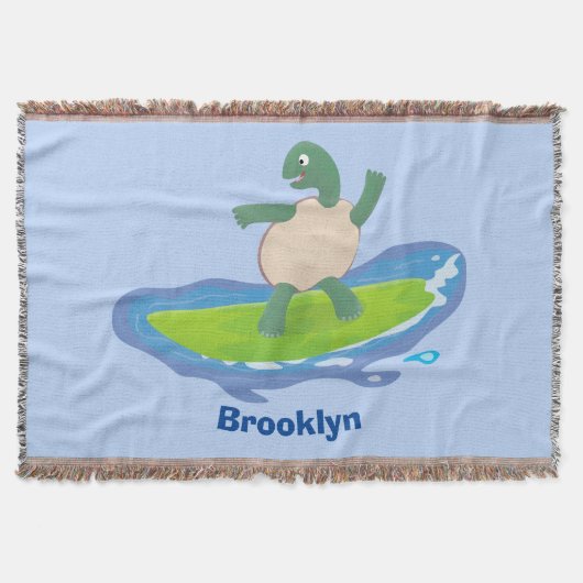Funny tortoise wave surfing Cartoon Decke (Vorderseite)