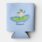 Funny tortoise wave surfing Cartoon Dosenkühler (Vorderseite)