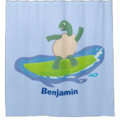 Funny tortoise wave surfing Cartoon Duschvorhang (Vorderseite)