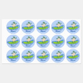 Funny tortoise wave surfing Cartoon Etiketten (Blatt)