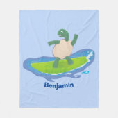Funny tortoise wave surfing Cartoon Fleecedecke (Vorderseite)