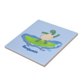 Funny tortoise wave surfing Cartoon Fliese (Seite)