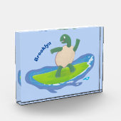 Funny tortoise wave surfing Cartoon Fotoblock (Links)