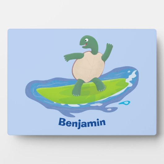 Funny tortoise wave surfing Cartoon Fotoplatte (Vorderseite)